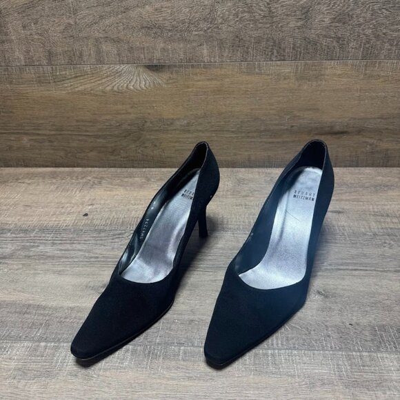 Stuart Weitzman Black  Lady Peau de Soie Satin Pumps Women's Size 9 - Picture 1 of 6